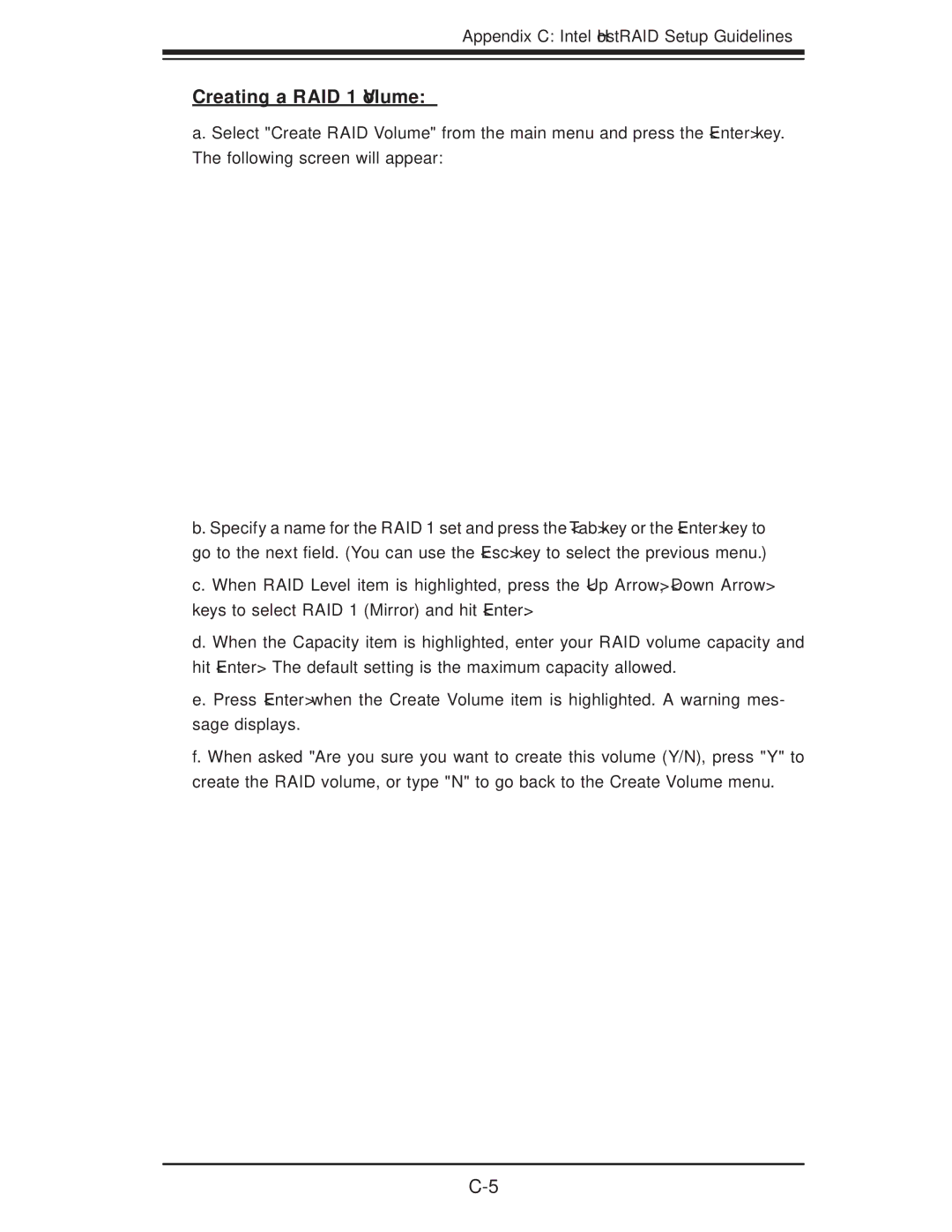 SUPER MICRO Computer SERIES3800, S120T user manual Creating a RAID 1 Volume 