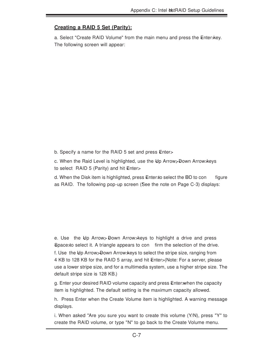 SUPER MICRO Computer SERIES3800, S120T user manual Creating a RAID 5 Set Parity 