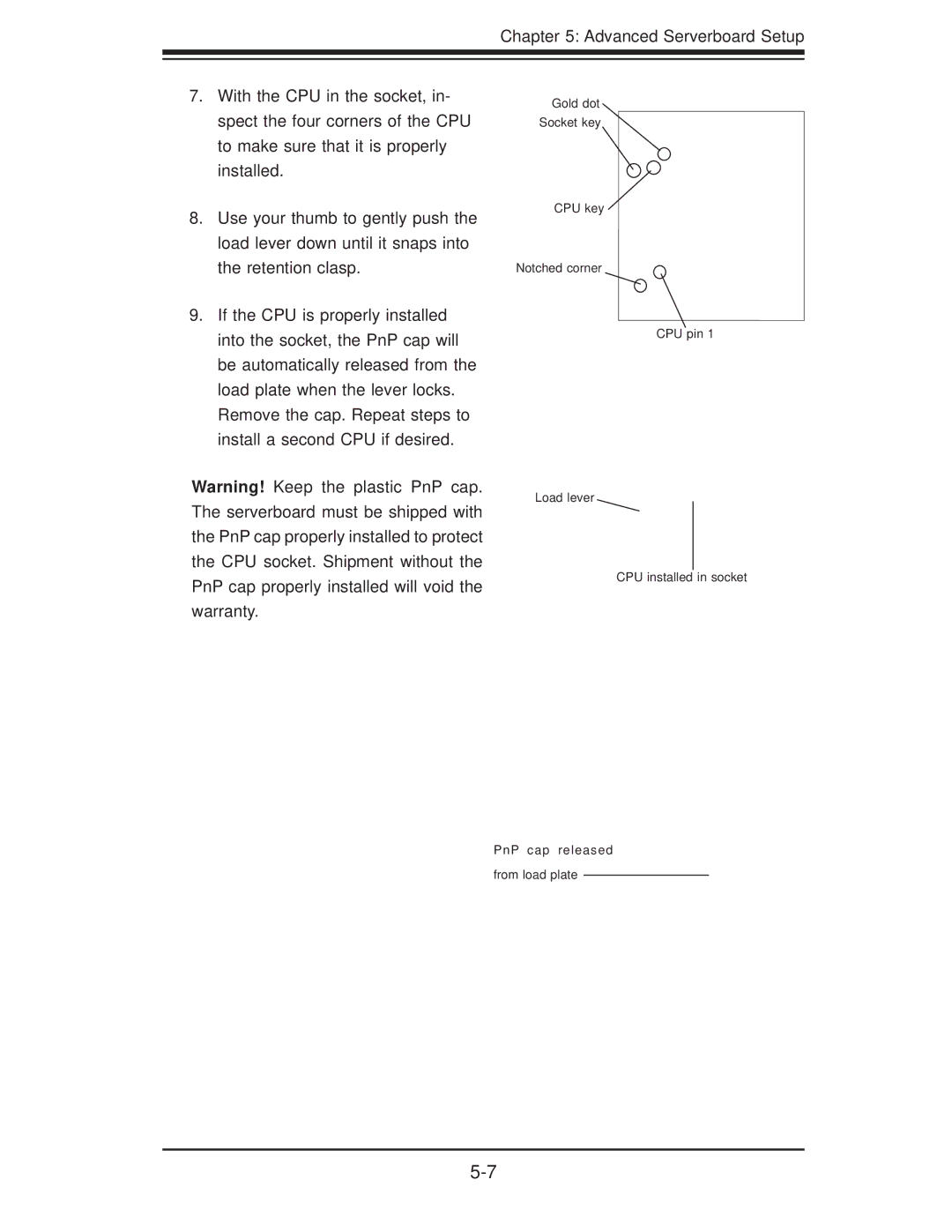 SUPER MICRO Computer SERIES3800, S120T user manual Gold dot Socket key 