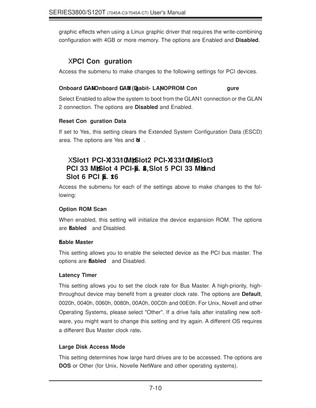 SUPER MICRO Computer S120T, SERIES3800 user manual Xpci Conﬁguration 