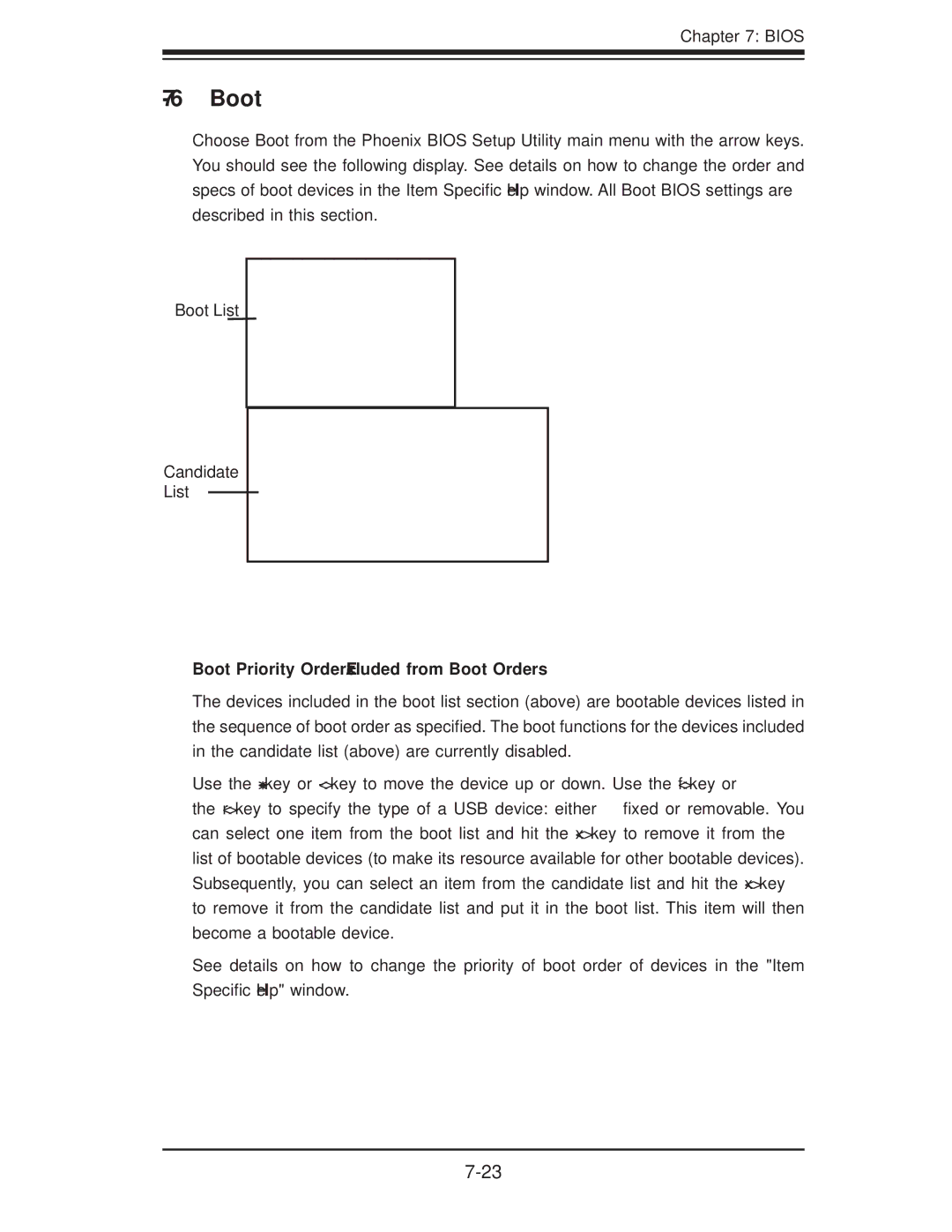 SUPER MICRO Computer SERIES3800, S120T user manual Boot Priority Order/Excluded from Boot Orders 