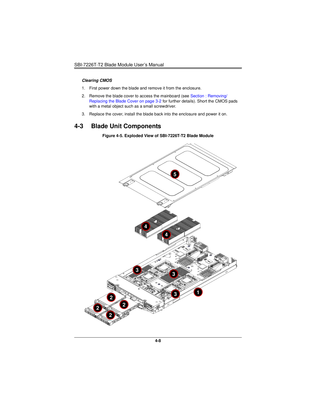 SUPER MICRO Computer user manual Blade Unit Components, Exploded View of SBI-7226T-T2 Blade Module 