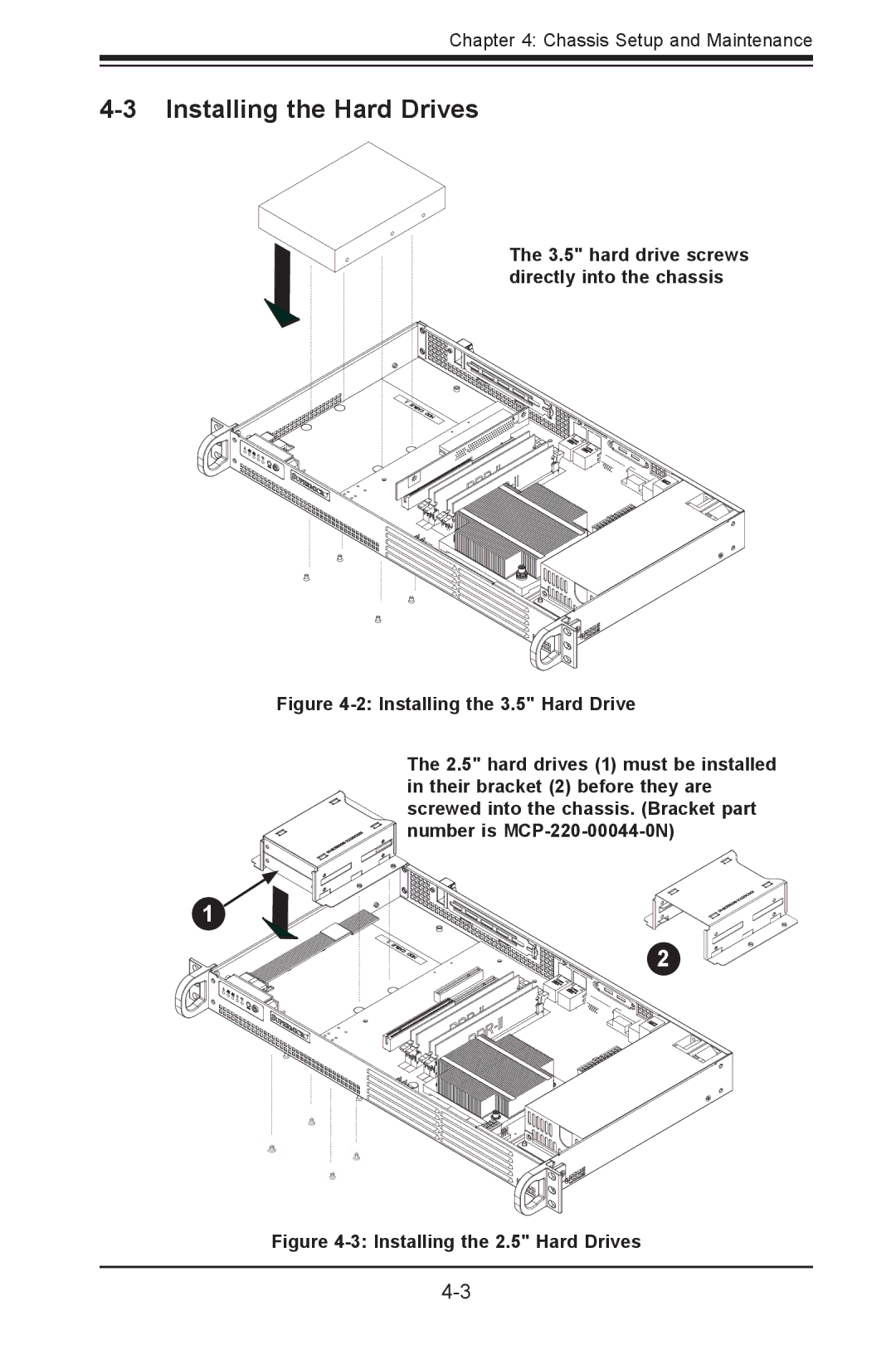 SUPER MICRO Computer SC502-200B user manual Installing the Hard Drives, Installing the 2.5 Hard Drives 