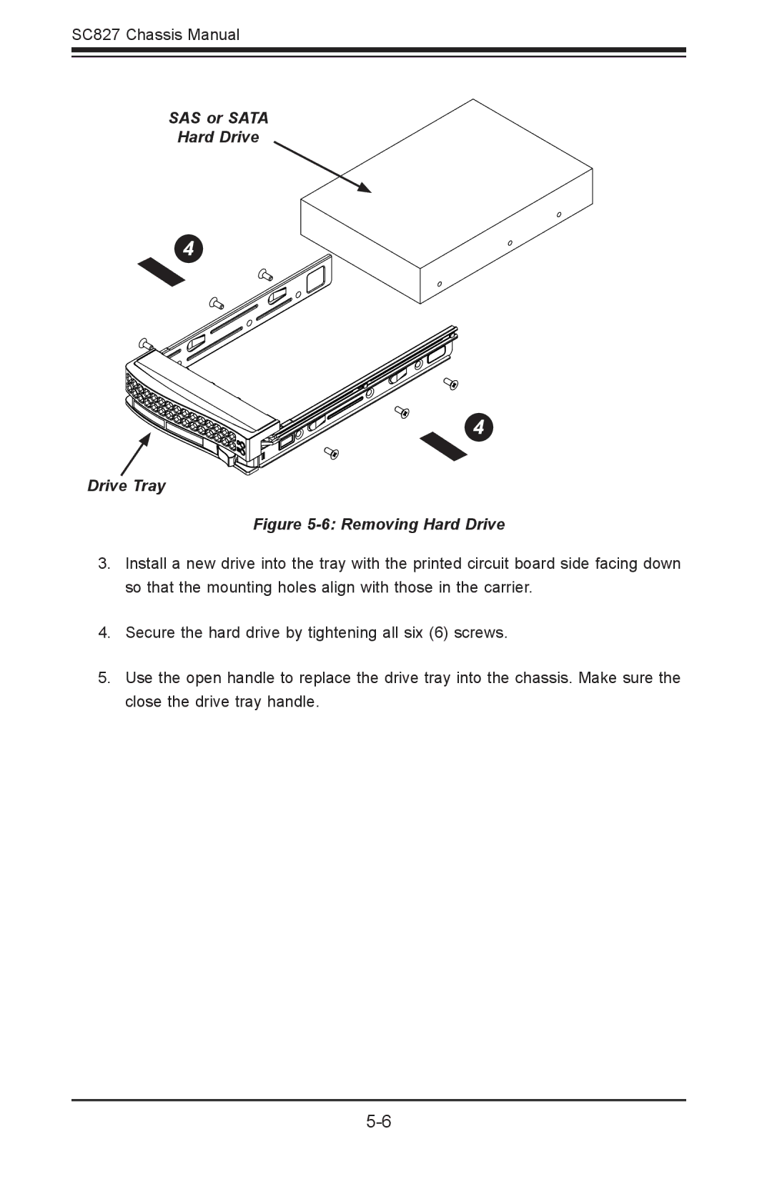 SUPER MICRO Computer sc827 user manual SAS or Sata Hard Drive Drive Tray, Removing Hard Drive 