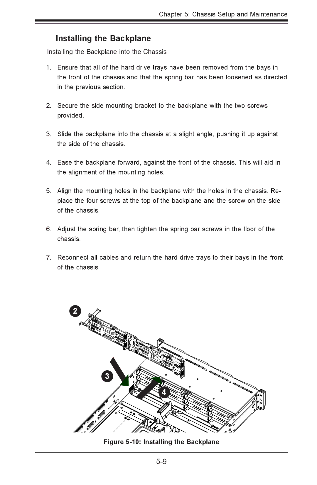 SUPER MICRO Computer sc827 user manual Installing the Backplane into the Chassis 