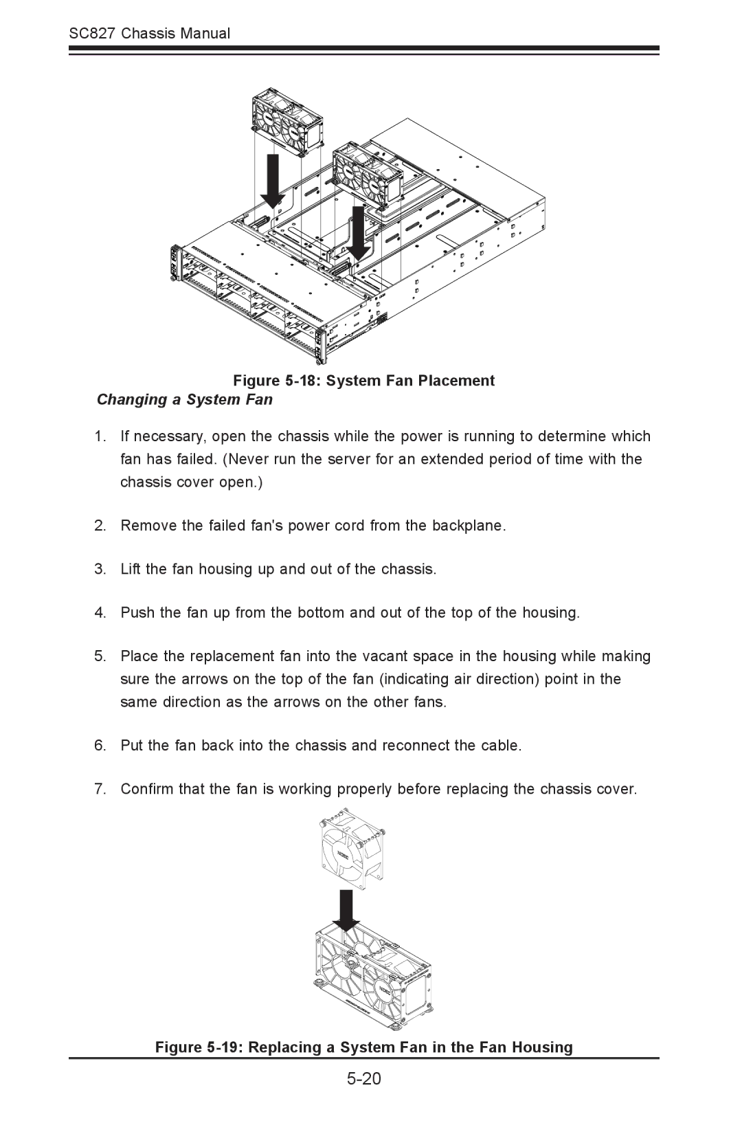 SUPER MICRO Computer sc827 user manual System Fan Placement, Changing a System Fan 