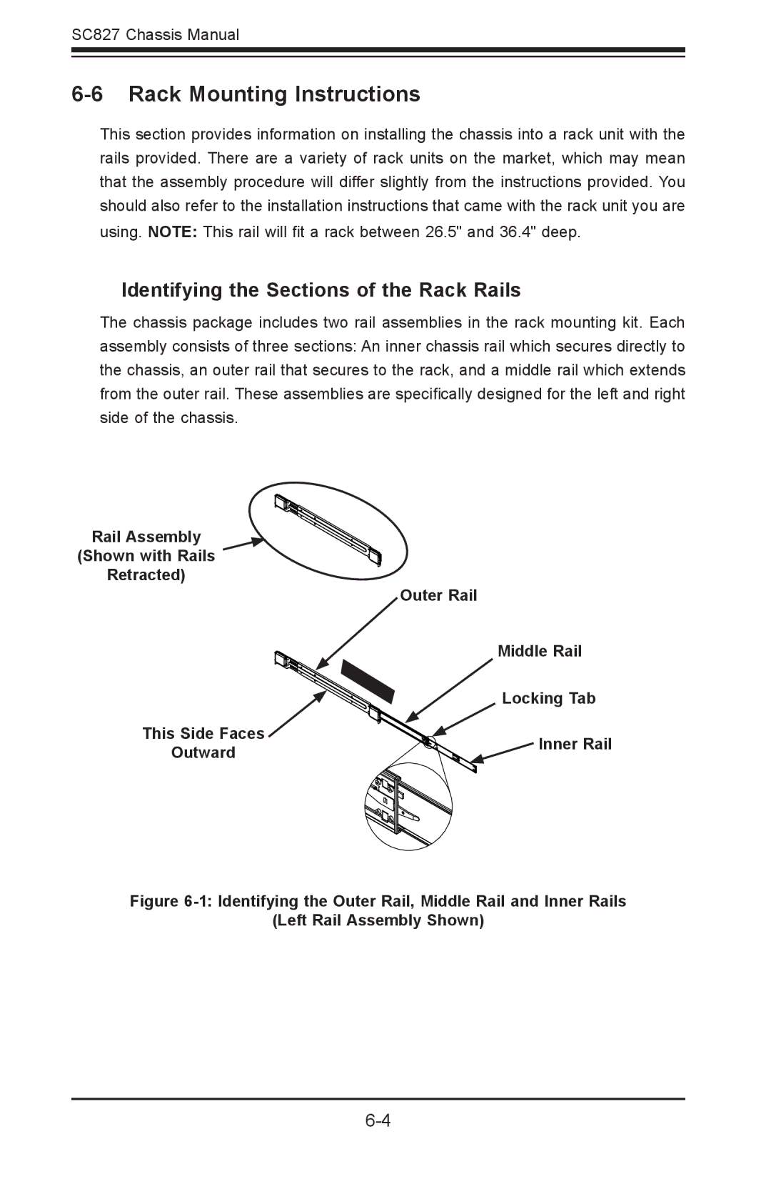 SUPER MICRO Computer sc827 user manual Rack Mounting Instructions, Identifying the Sections of the Rack Rails 