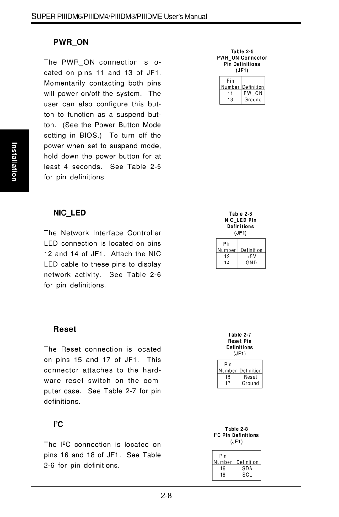 SUPER MICRO Computer Super PIIIDM6, Super PIIIDM3, Super PIIIDME, Super PIIIDM4 user manual Pwron, Reset 