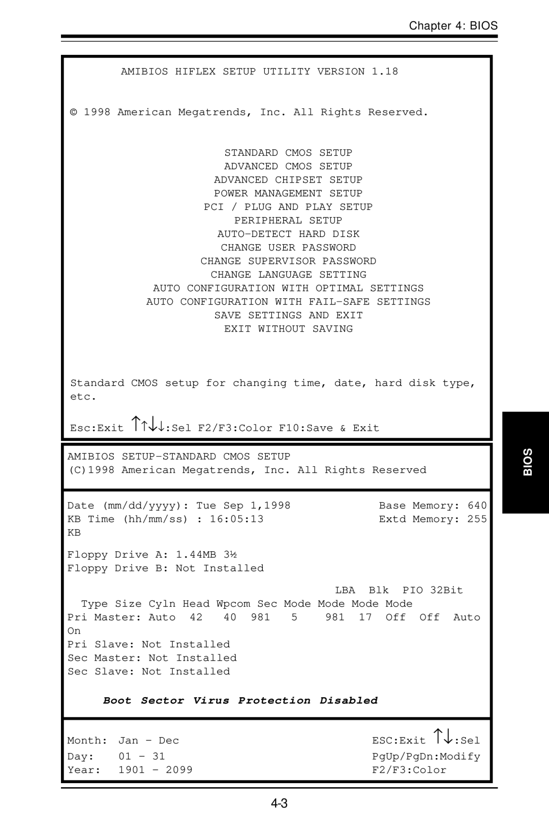 SUPER MICRO Computer Super PIIIDM4, Super PIIIDM3, Super PIIIDME, Super PIIIDM6 Boot Sector Virus Protection Disabled 