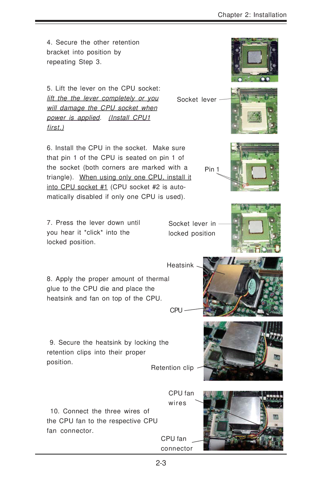 SUPER MICRO Computer SUPER X5DLR-8G2+, SUPER X5DL8-GG user manual Lift the the lever completely or you 