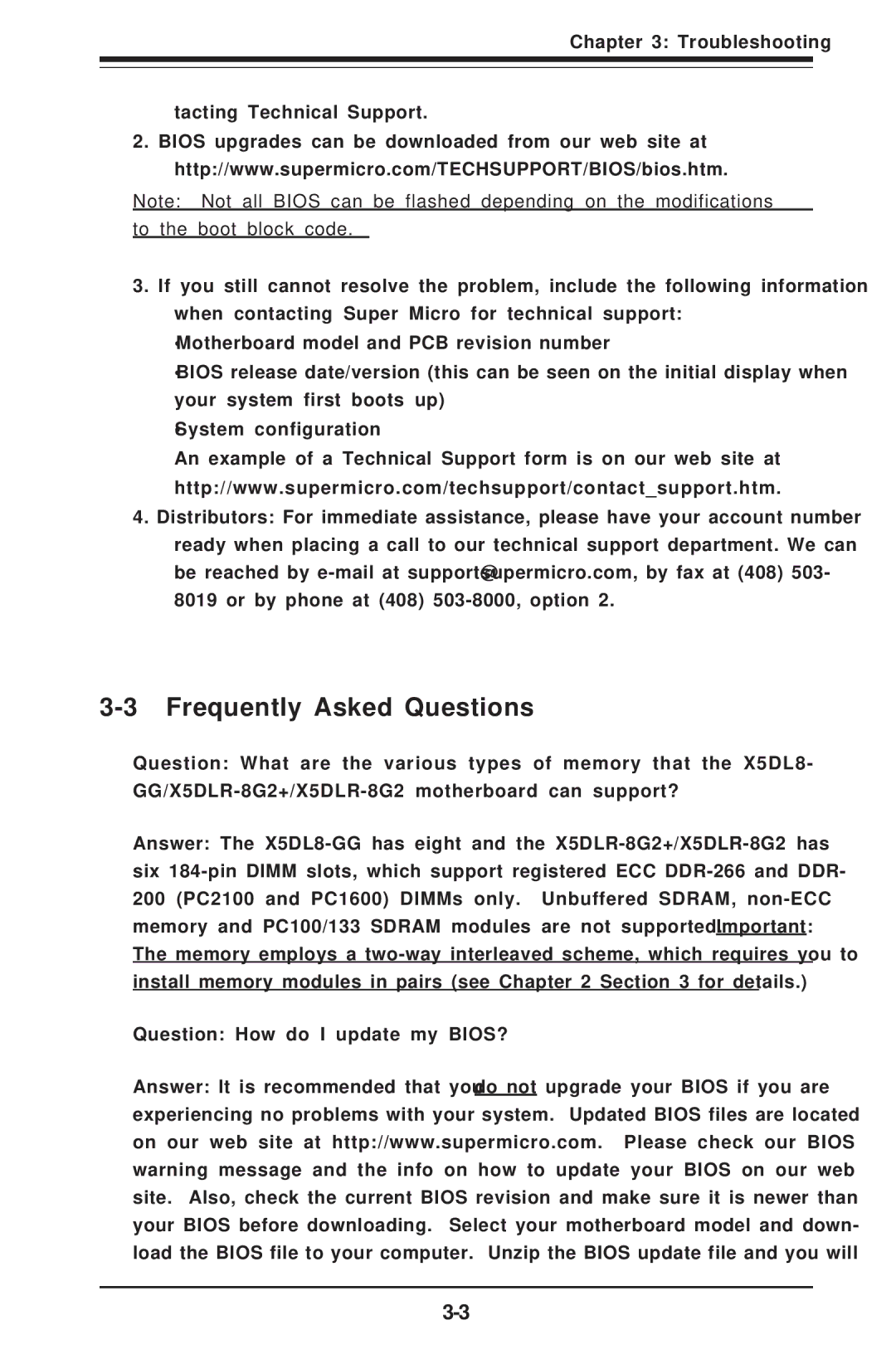 SUPER MICRO Computer SUPER X5DLR-8G2+, SUPER X5DL8-GG Frequently Asked Questions, Question How do I update my BIOS? 