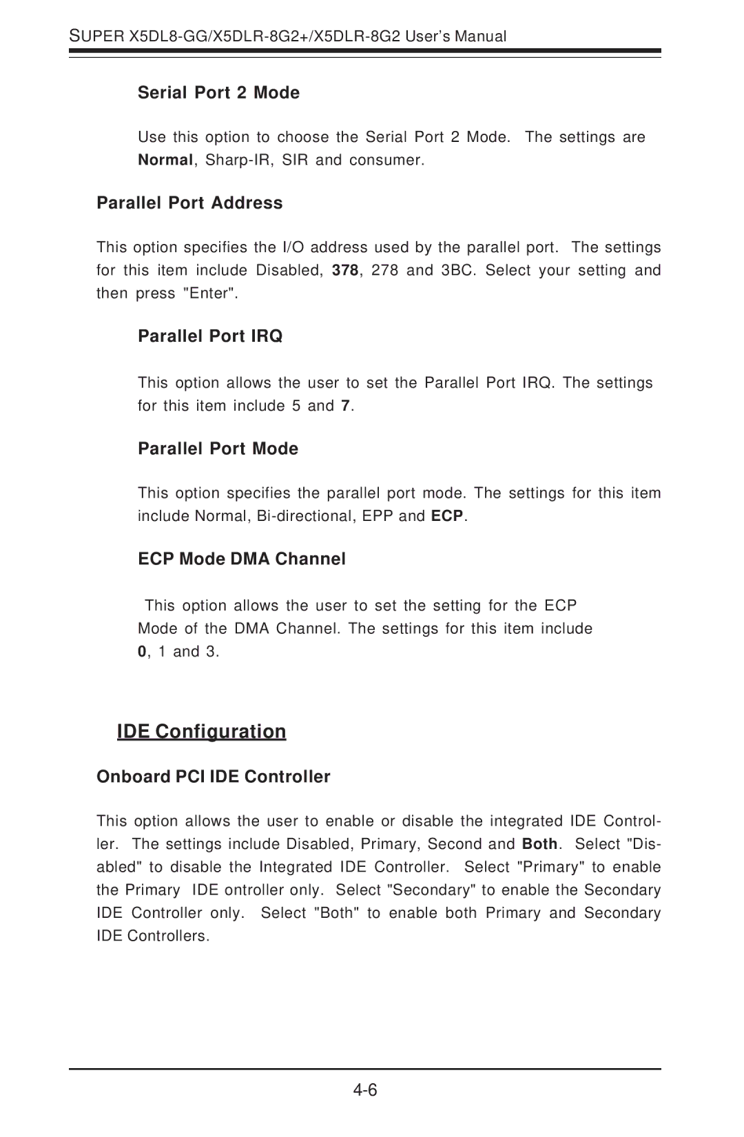 SUPER MICRO Computer SUPER X5DLR-8G2+, SUPER X5DL8-GG user manual IDE Configuration 