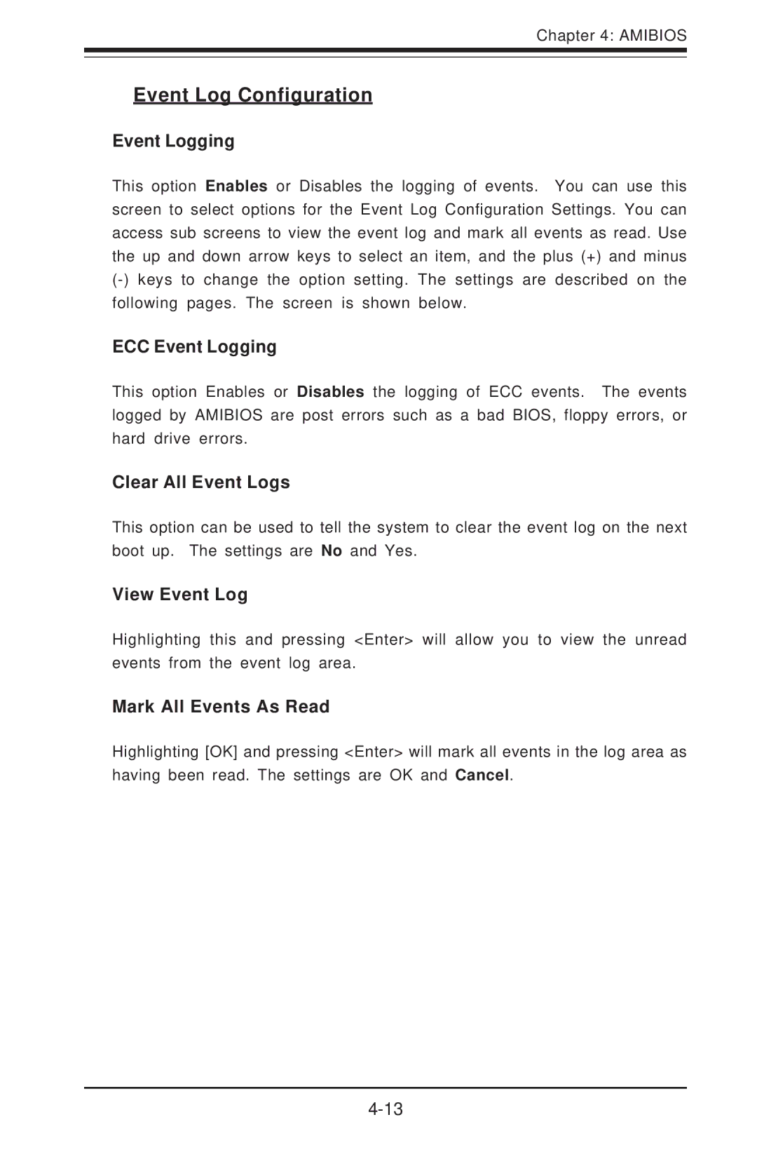 SUPER MICRO Computer SUPER X5DLR-8G2+, SUPER X5DL8-GG user manual Event Log Configuration 