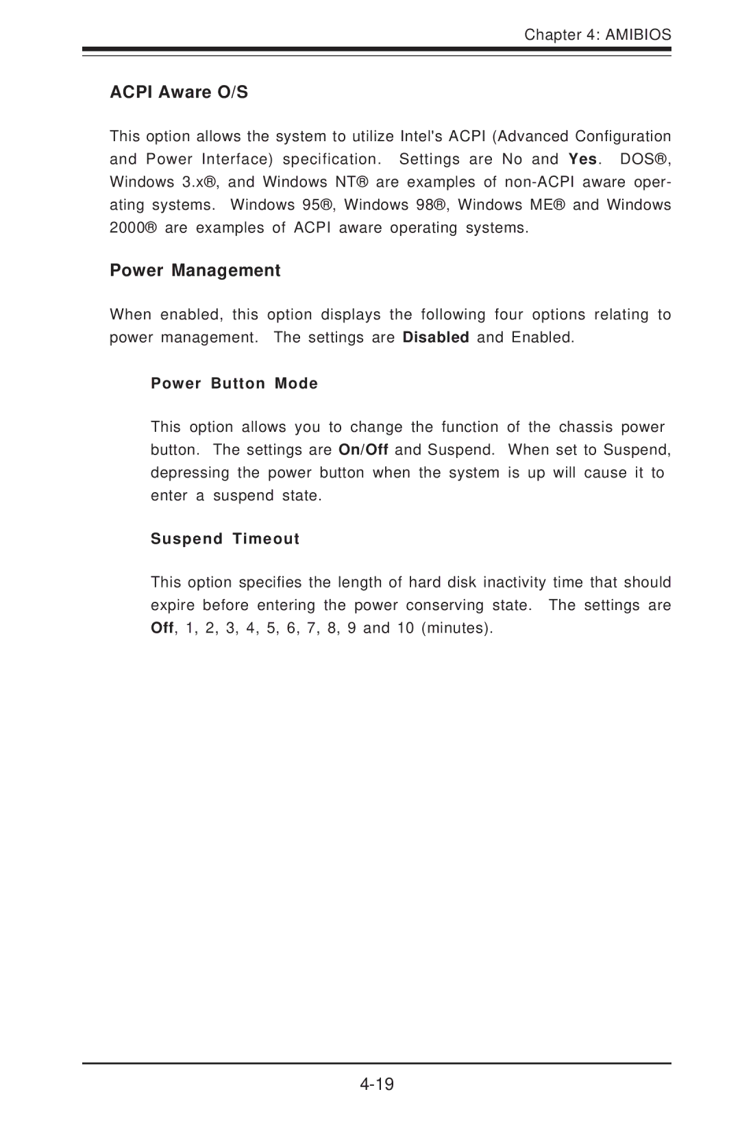 SUPER MICRO Computer SUPER X5DLR-8G2+, SUPER X5DL8-GG user manual Acpi Aware O/S, Power Management 