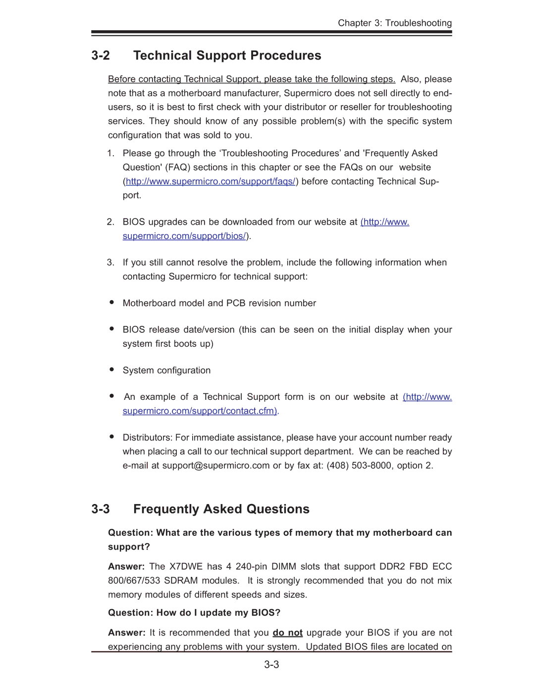 SUPER MICRO Computer X7DWE Technical Support Procedures, Frequently Asked Questions, Question How do I update my BIOS? 