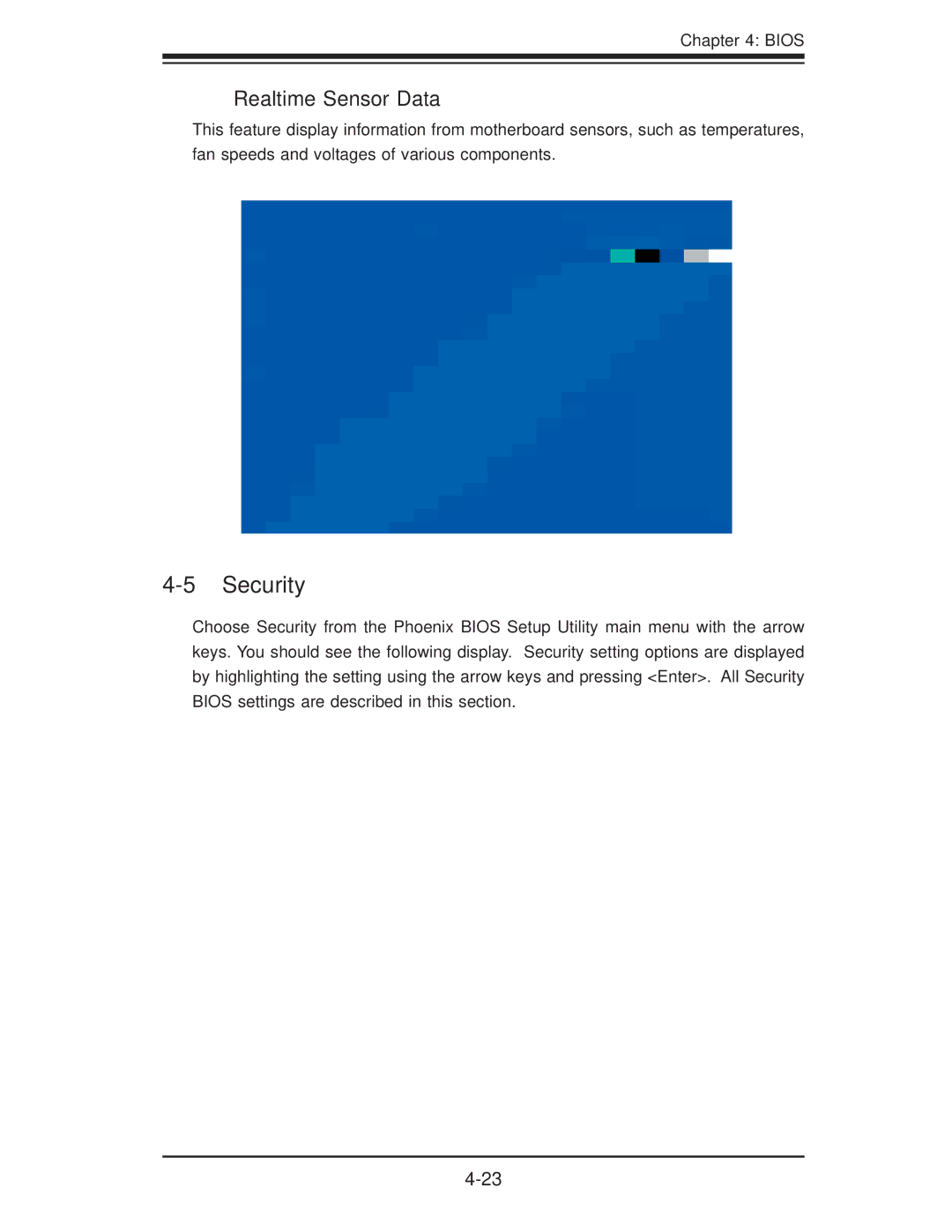 SUPER MICRO Computer X7DWE, Supero user manual Security, Realtime Sensor Data 