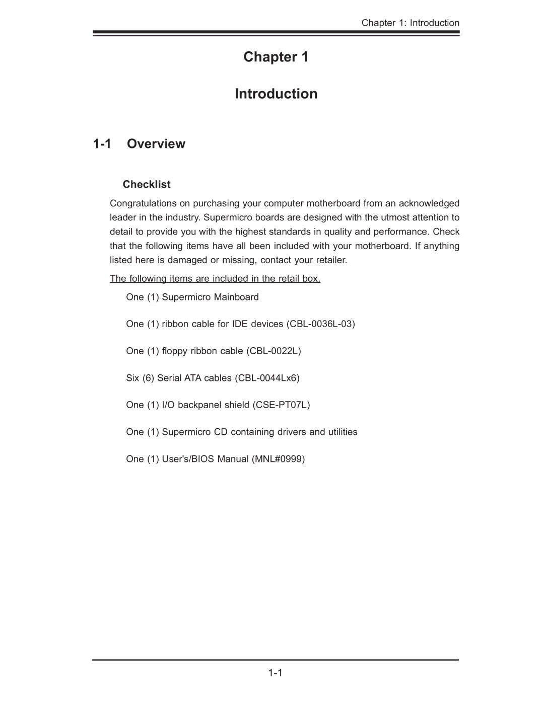 SUPER MICRO Computer X7DWE, Supero user manual Overview, Checklist 