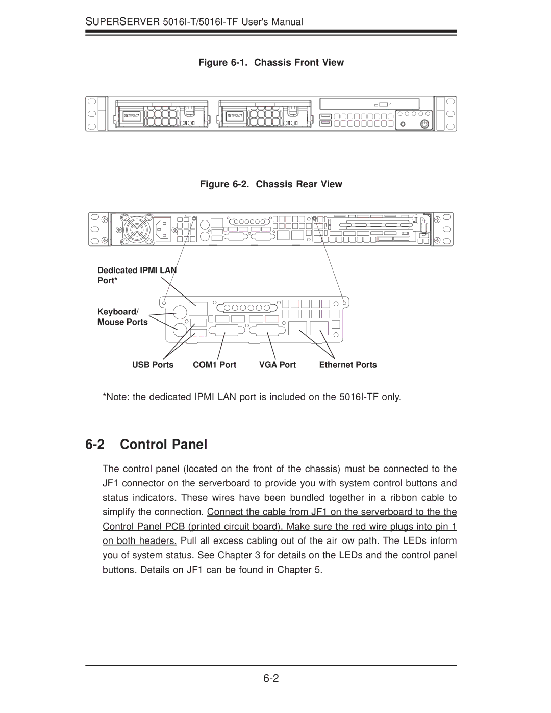 SUPER MICRO Computer SuperServer 5016I-TF user manual Control Panel, Chassis Front View 