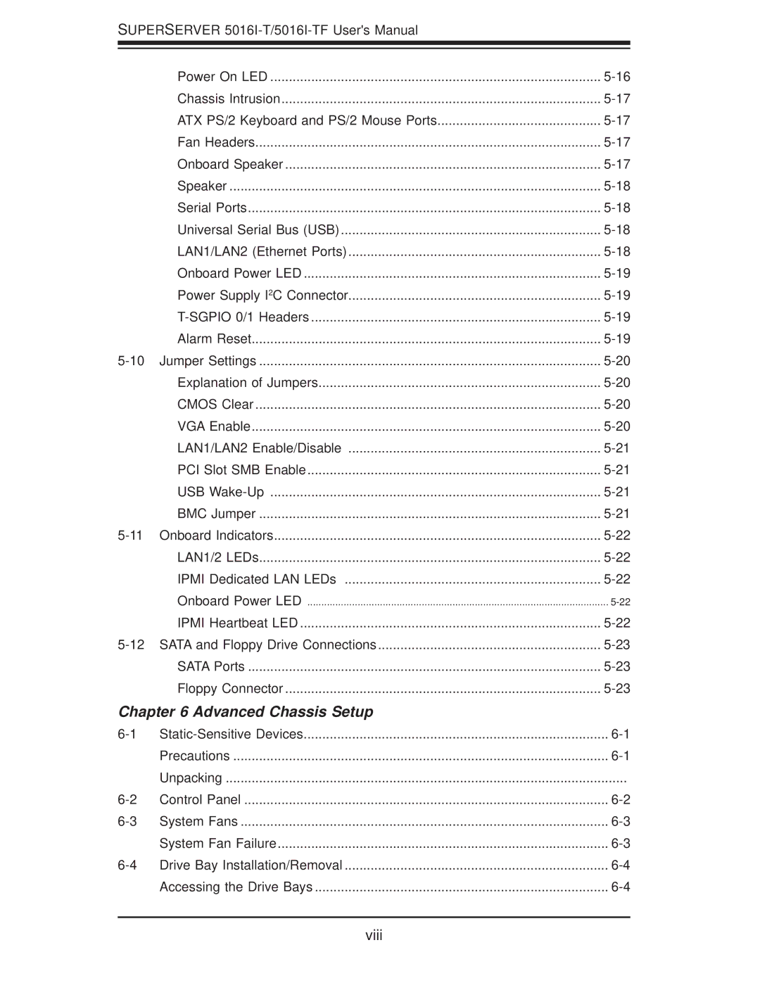 SUPER MICRO Computer SuperServer 5016I-TF user manual Advanced Chassis Setup 