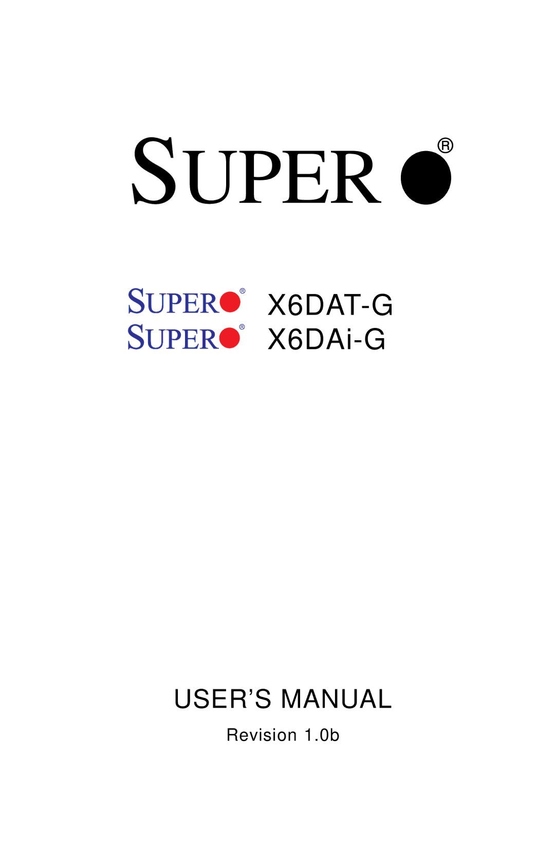 SUPER MICRO Computer X6DAT-G user manual Super 