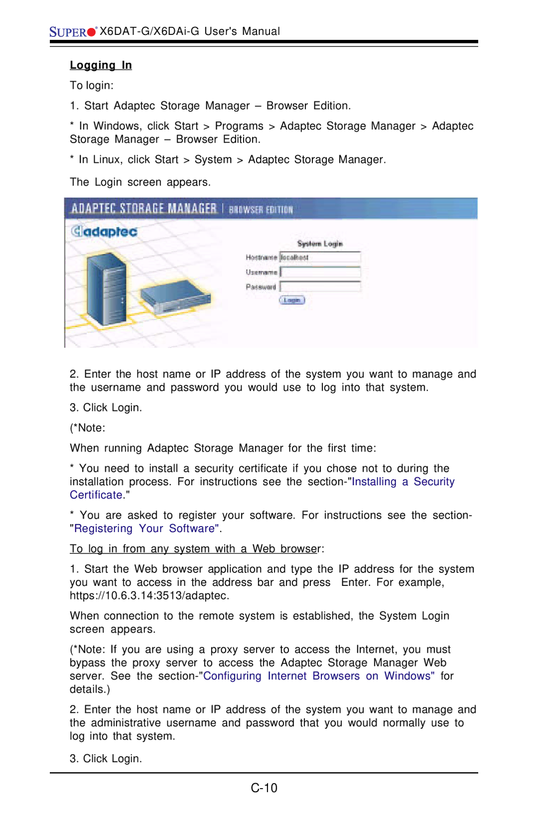 SUPER MICRO Computer X6DAT-G user manual Logging 