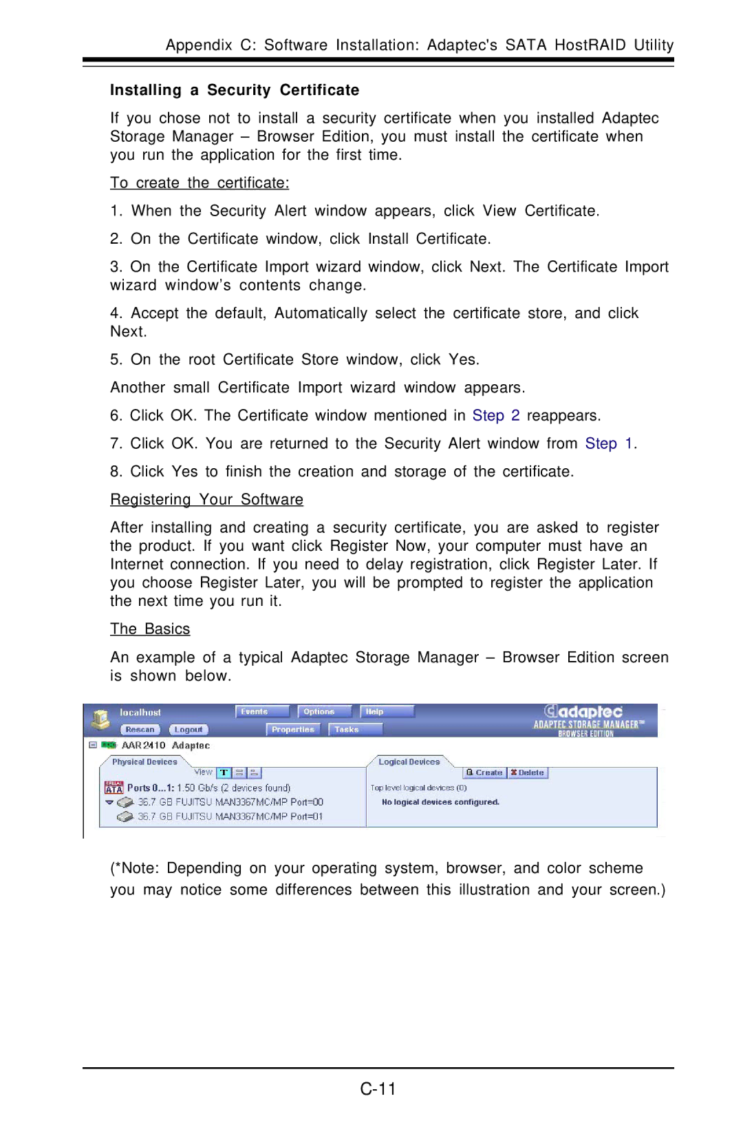 SUPER MICRO Computer X6DAT-G user manual Installing a Security Certificate 