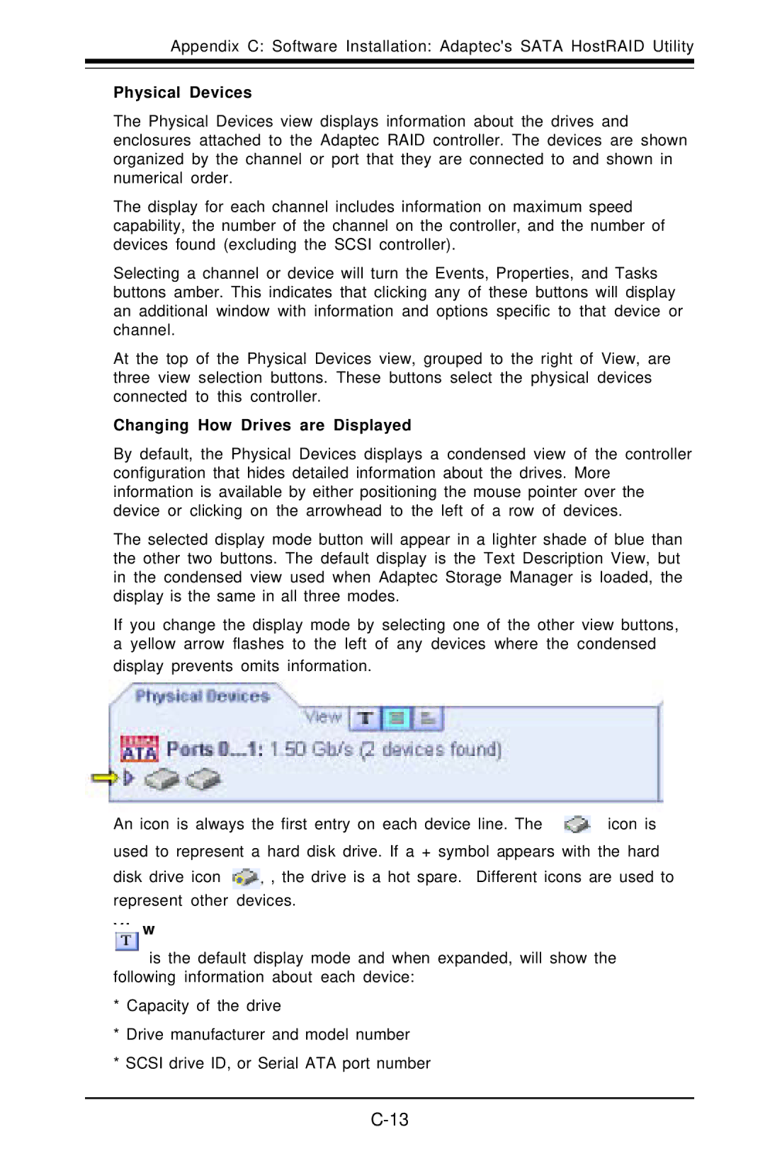 SUPER MICRO Computer X6DAT-G user manual Physical Devices, Changing How Drives are Displayed, View 