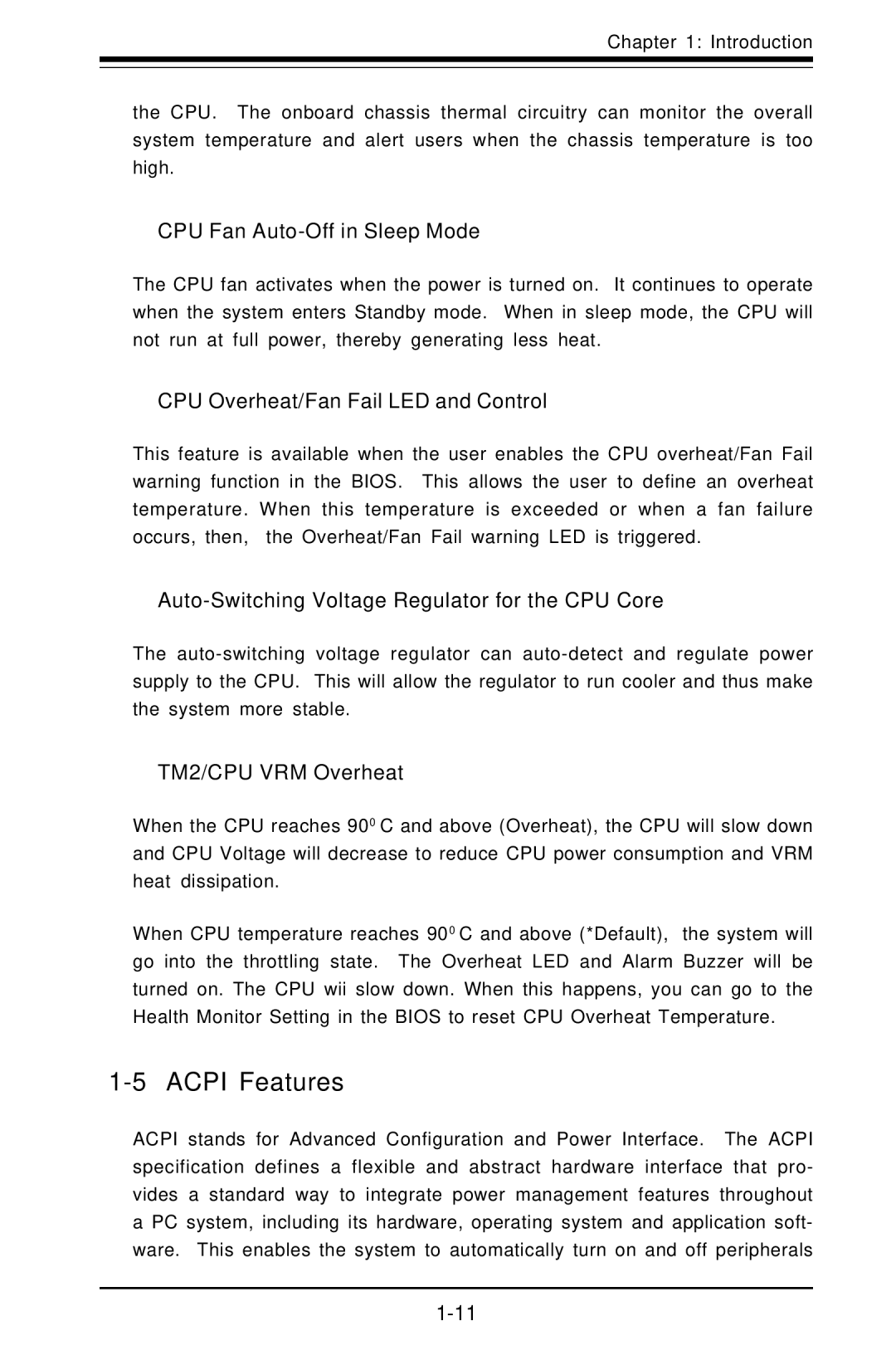 SUPER MICRO Computer X6DAT-G Acpi Features, CPU Fan Auto-Off in Sleep Mode, CPU Overheat/Fan Fail LED and Control 