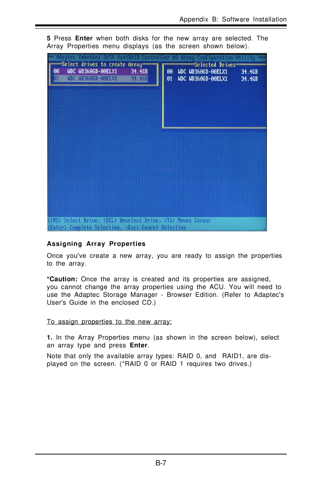 SUPER MICRO Computer X6DAT-G user manual Assigning Array Properties 