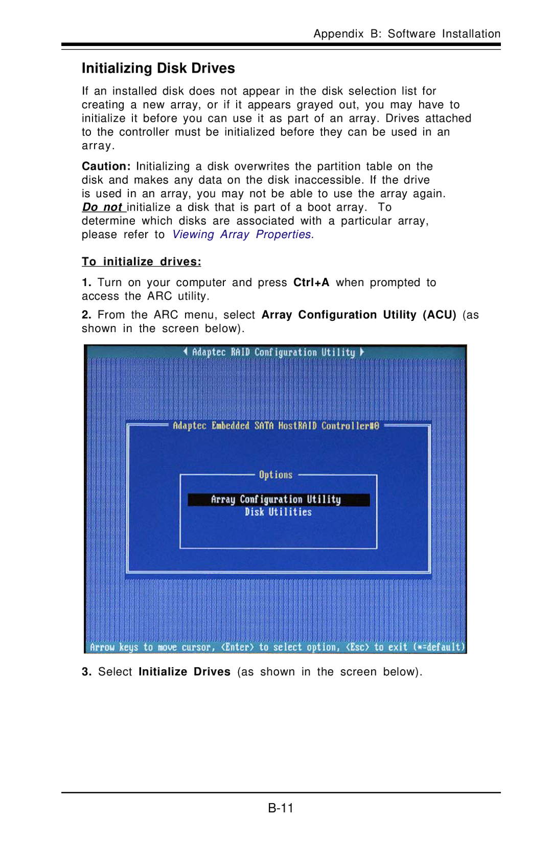 SUPER MICRO Computer X6DAT-G user manual Initializing Disk Drives, To initialize drives 