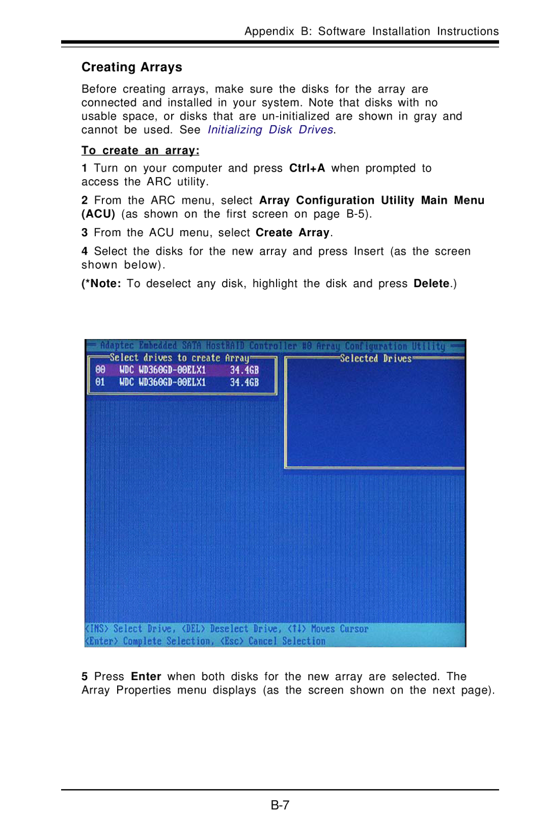 SUPER MICRO Computer X6DHE-G2, X6DH8-G2 manual Creating Arrays, To create an array 