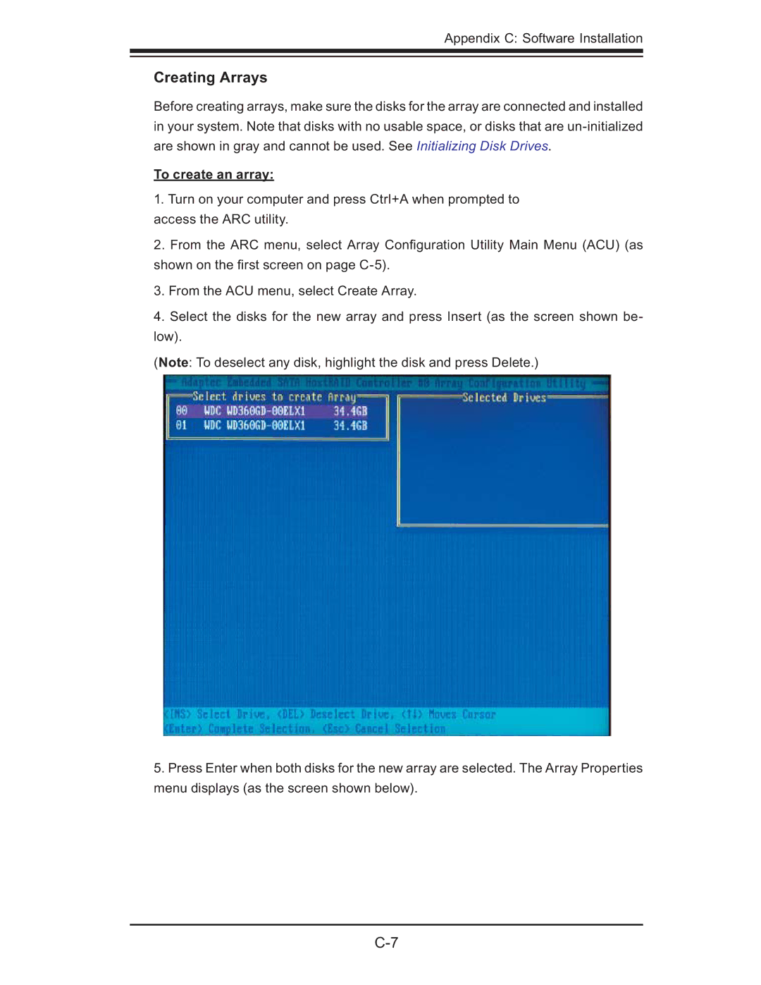 SUPER MICRO Computer X6DH3-G2, X6DHi-G2 user manual Creating Arrays, To create an array 