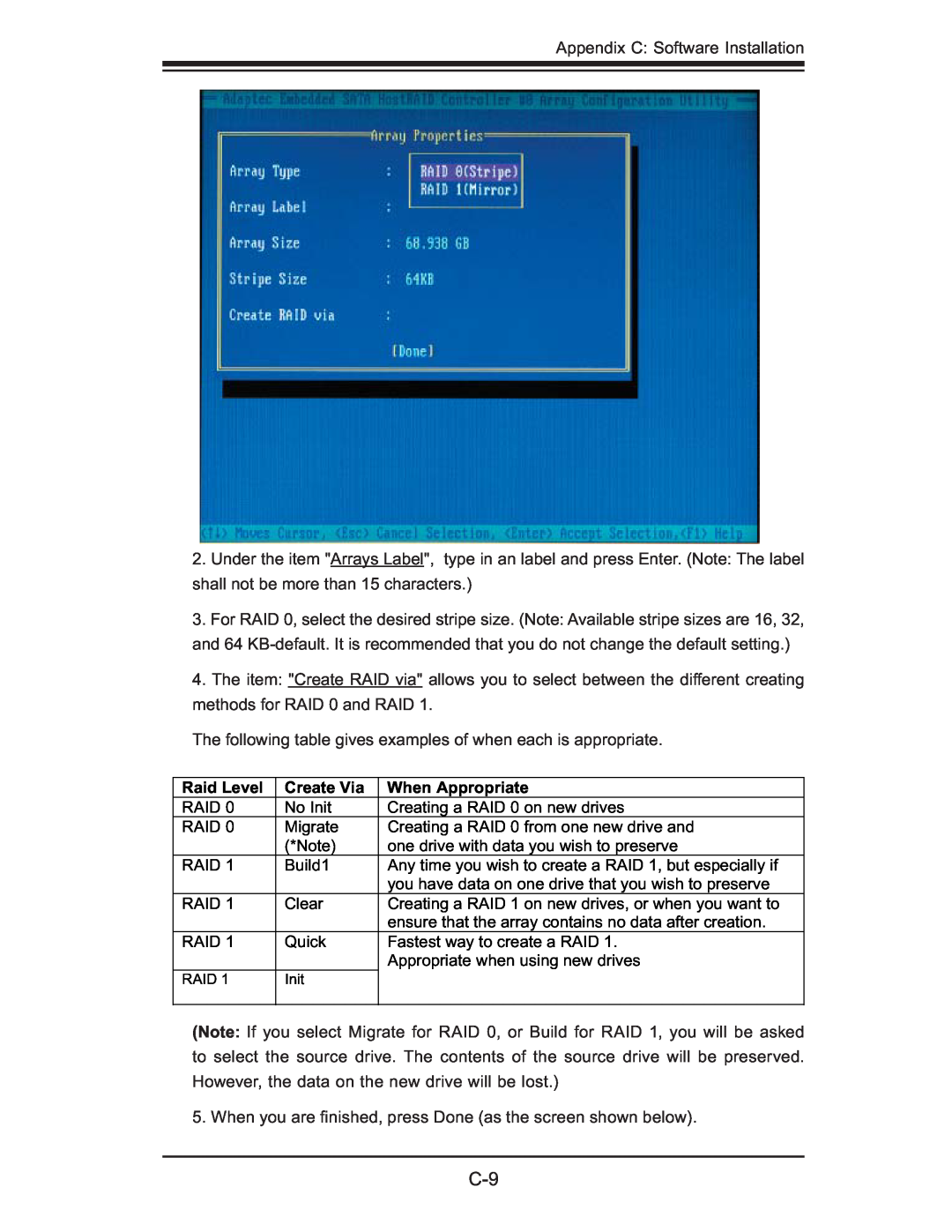 SUPER MICRO Computer X6DH3-G2, X6DHi-G2 user manual Raid Level, Create Via, When Appropriate 