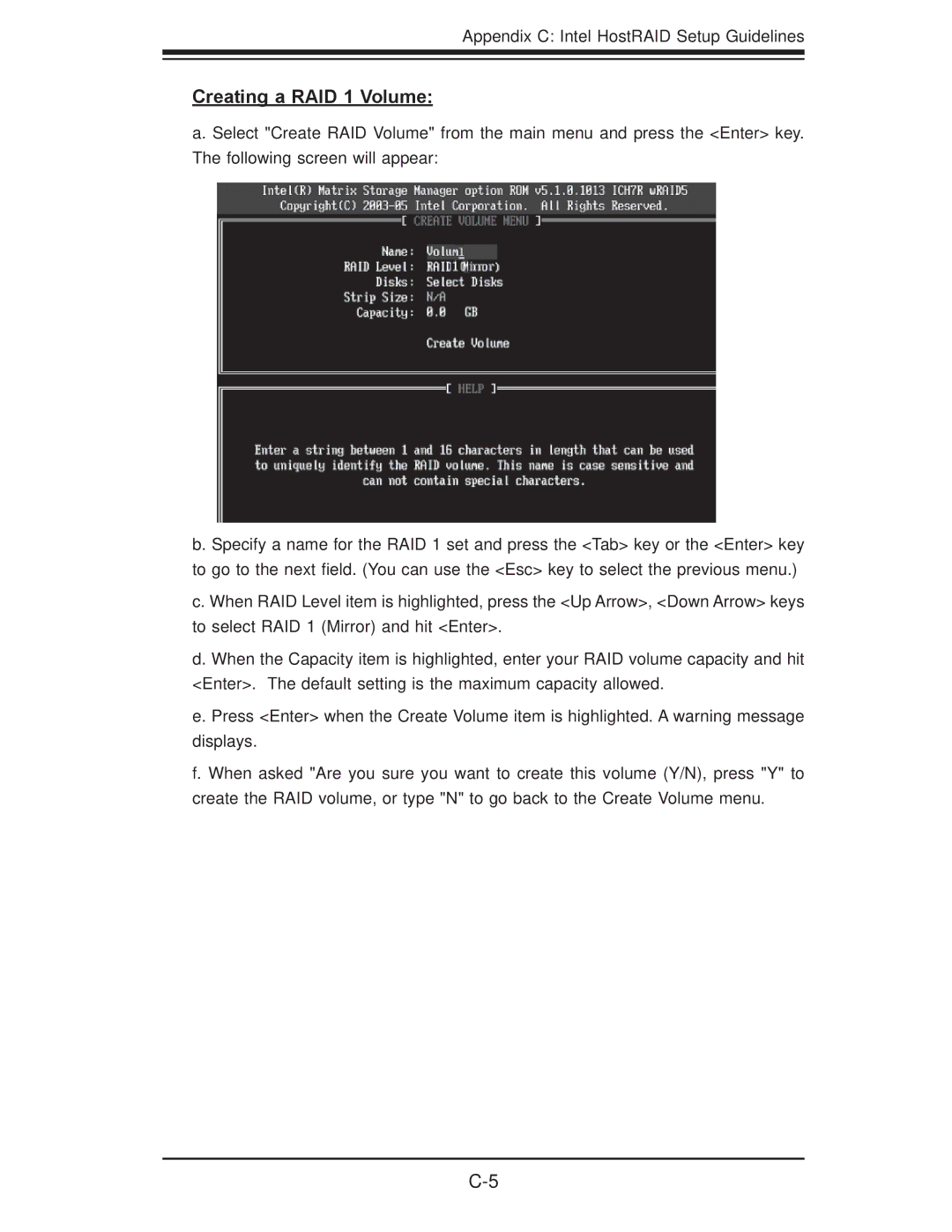 SUPER MICRO Computer X7DB8, X7DBE user manual Creating a RAID 1 Volume 