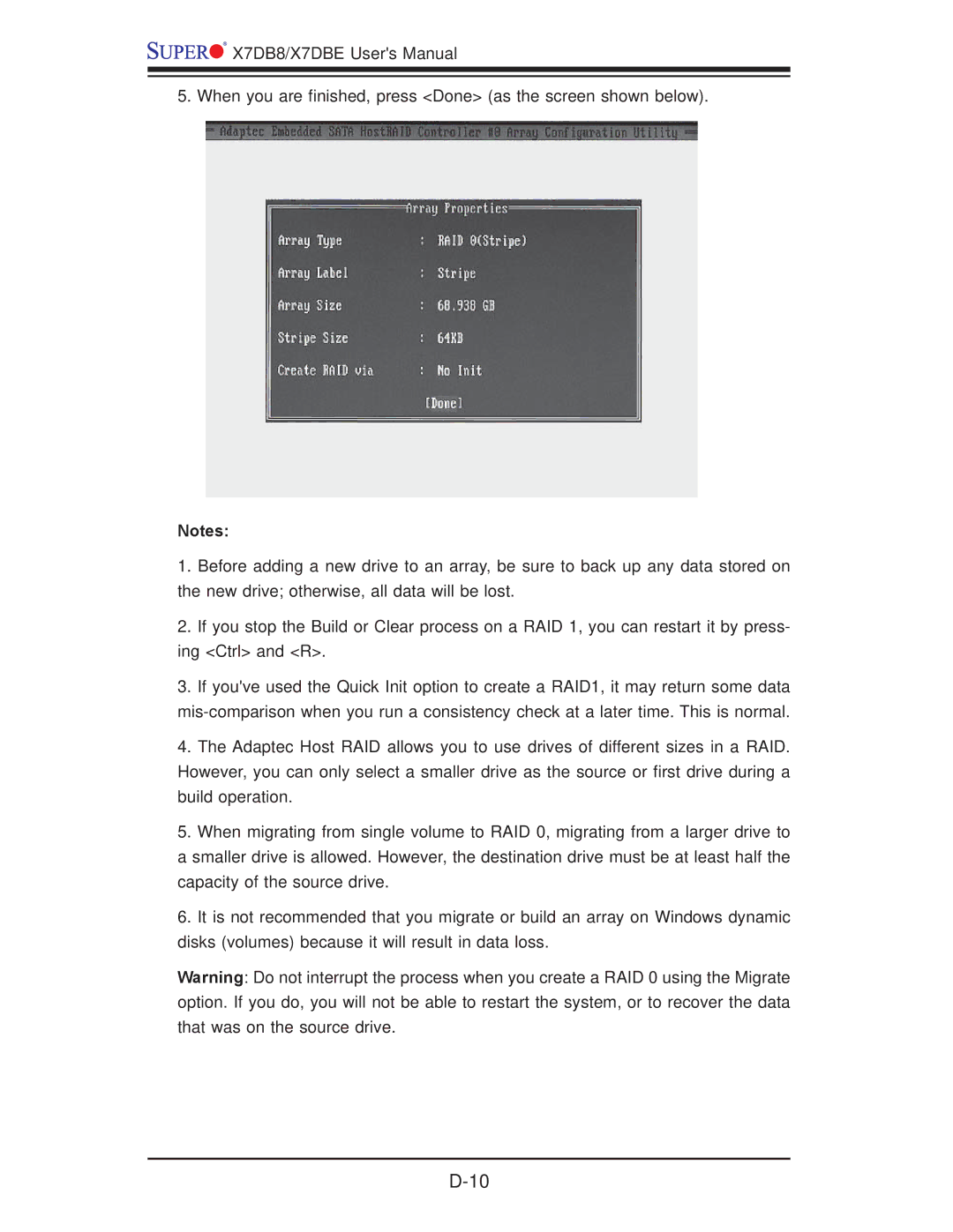 SUPER MICRO Computer X7DBE, X7DB8 user manual 