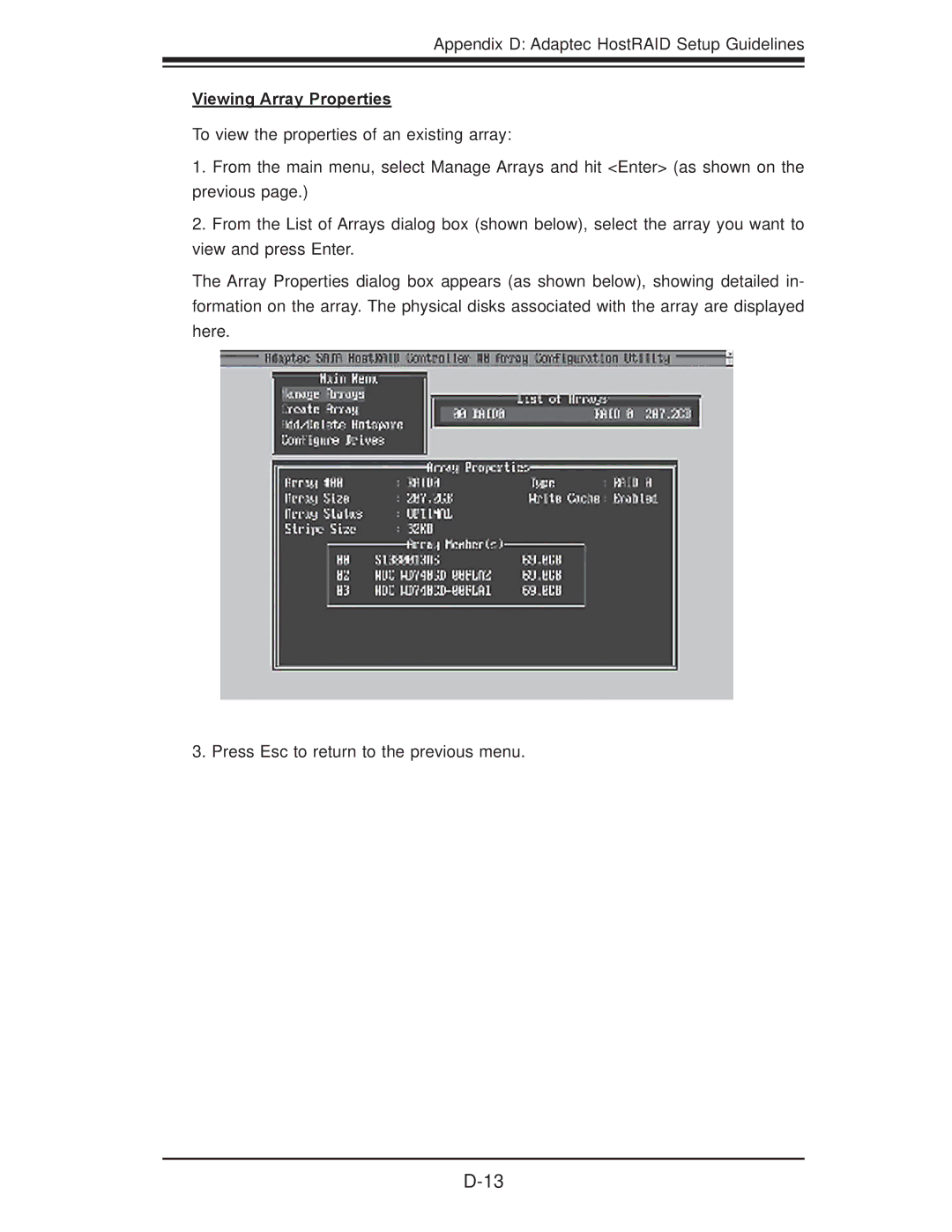 SUPER MICRO Computer X7DB8, X7DBE user manual Viewing Array Properties 