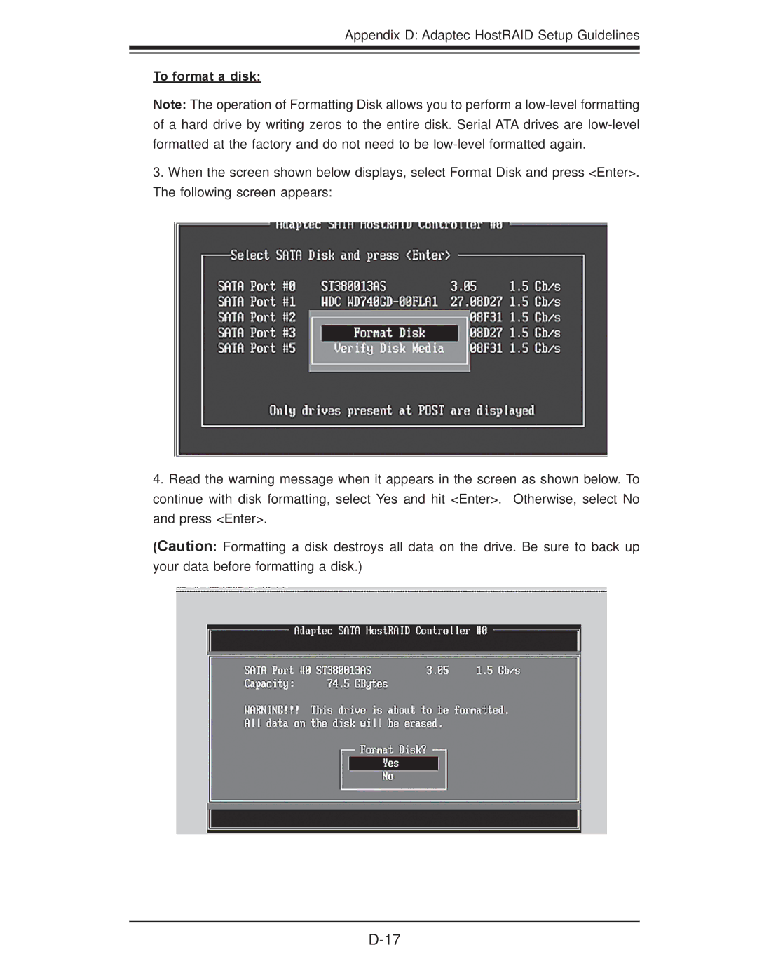 SUPER MICRO Computer X7DB8, X7DBE user manual To format a disk 