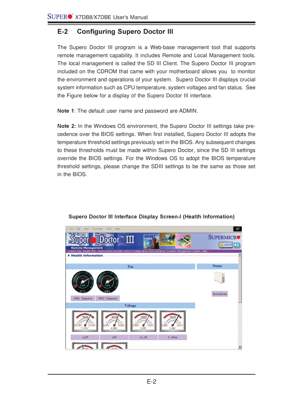 SUPER MICRO Computer X7DBE, X7DB8 user manual Conﬁguring Supero Doctor 