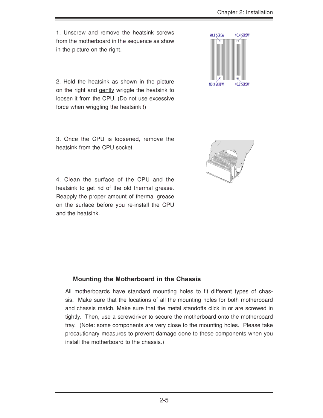 SUPER MICRO Computer X7DB8, X7DBE user manual Mounting the Motherboard in the Chassis 