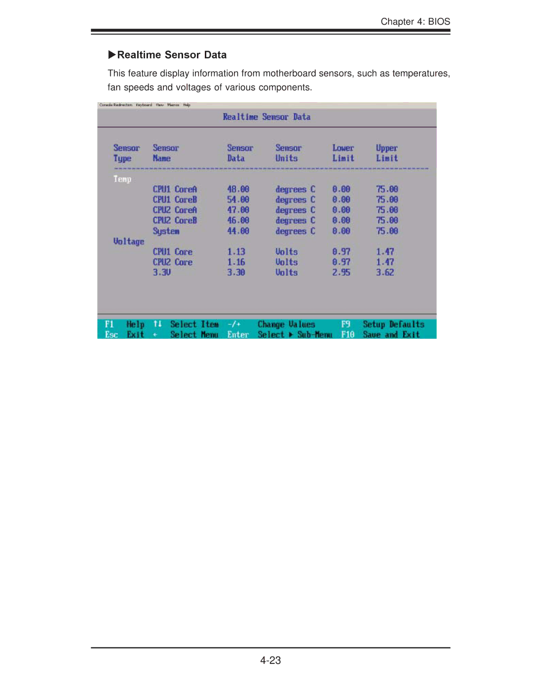 SUPER MICRO Computer X7DB8, X7DBE user manual XRealtime Sensor Data 