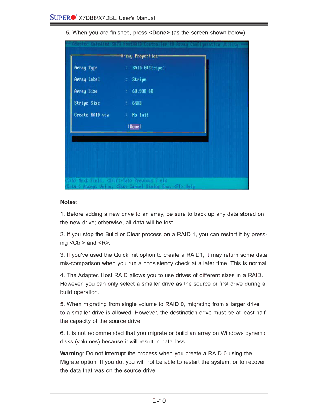 SUPER MICRO Computer X7DBE, X7DB8 user manual 