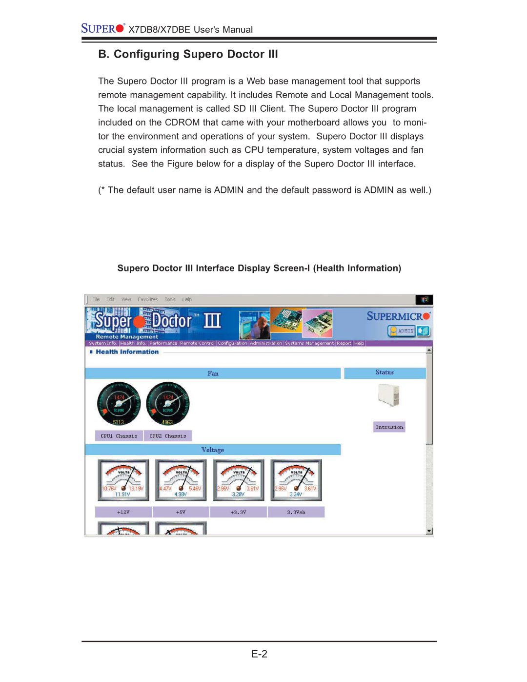 SUPER MICRO Computer X7DBE, X7DB8 user manual Conﬁguring Supero Doctor 