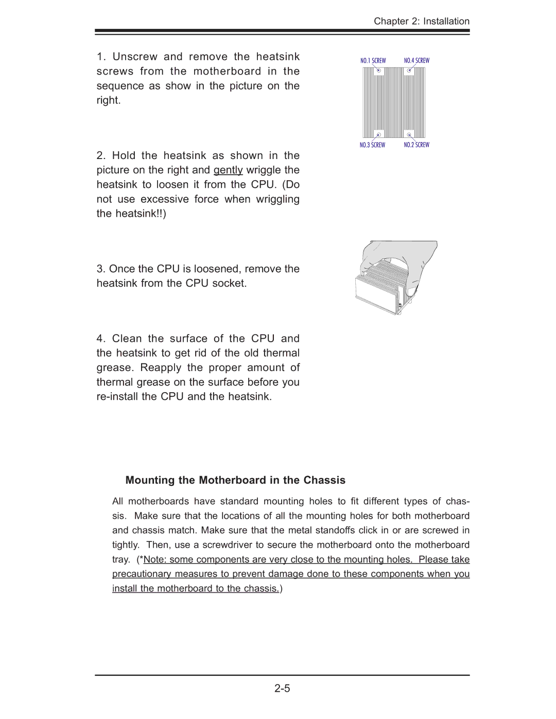 SUPER MICRO Computer X7DB8, X7DBE user manual Mounting the Motherboard in the Chassis 