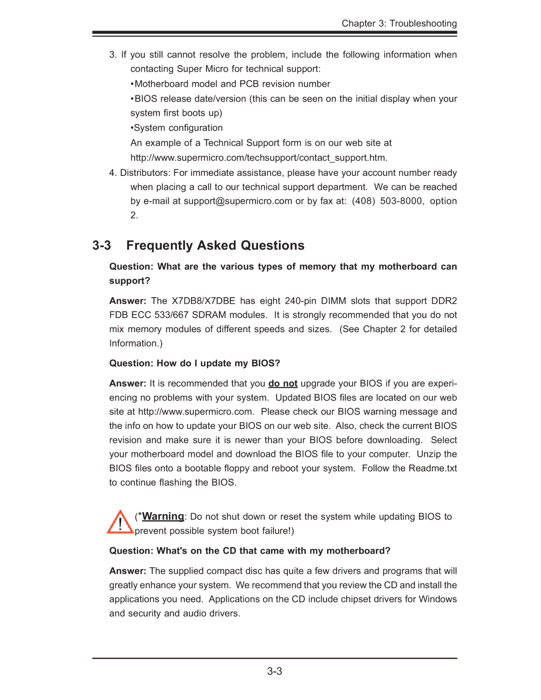 SUPER MICRO Computer X7DB8, X7DBE user manual Frequently Asked Questions 