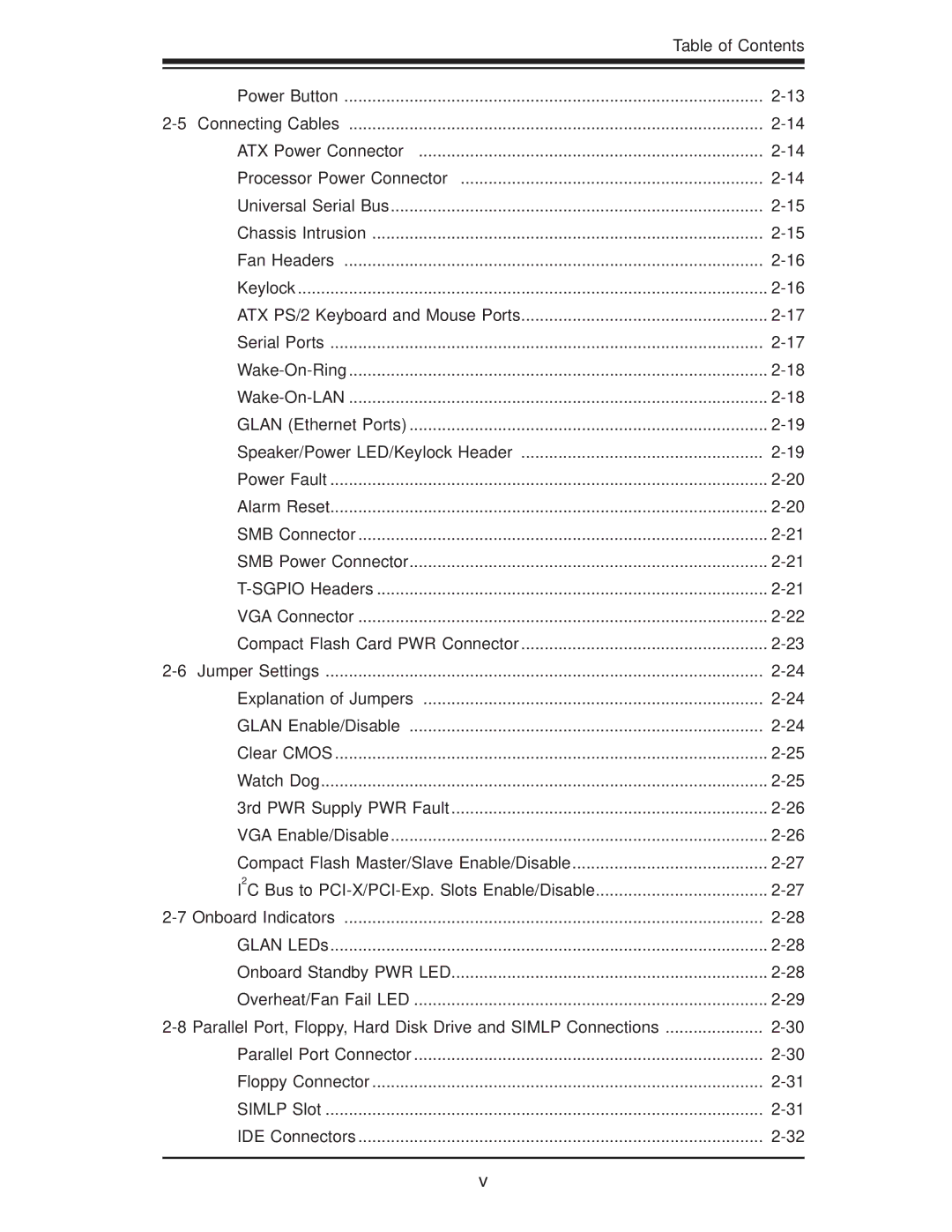 SUPER MICRO Computer X7DBi+ user manual Table of Contents 