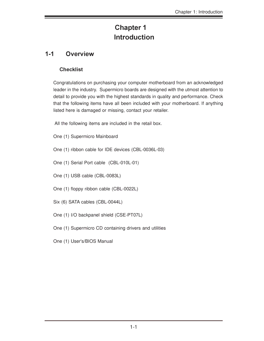 SUPER MICRO Computer X7DBi+ user manual Overview, Checklist, Introduction 