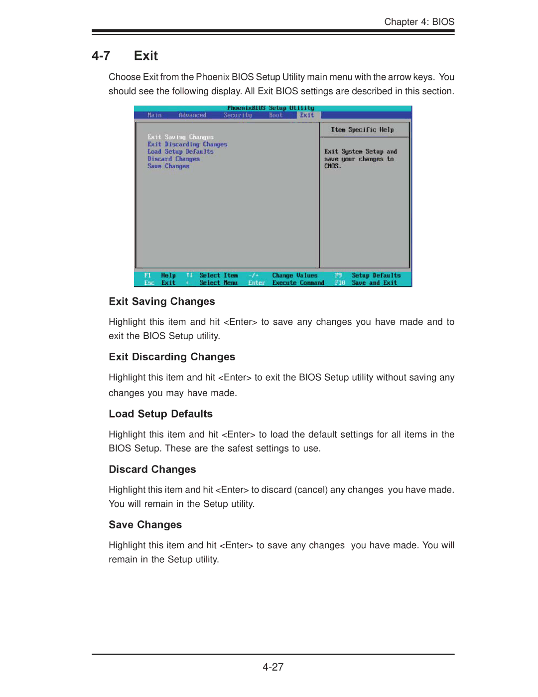 SUPER MICRO Computer X7DBi+ user manual Exit 