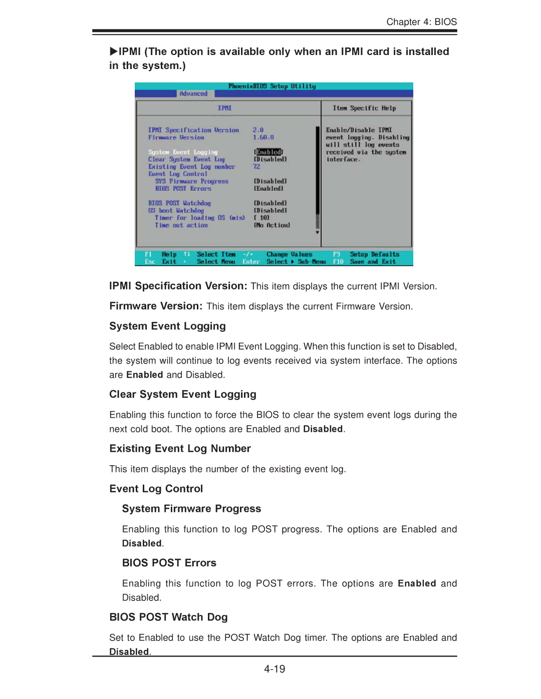 SUPER MICRO Computer X7DBU, X7DGU user manual Clear System Event Logging, Existing Event Log Number, Bios Post Errors 