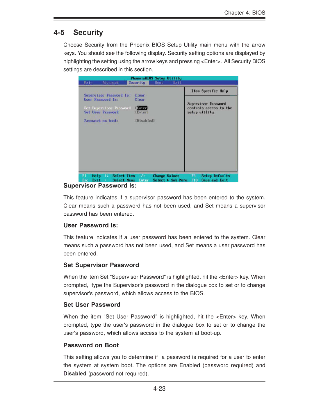 SUPER MICRO Computer X7DBU, X7DGU user manual Security 