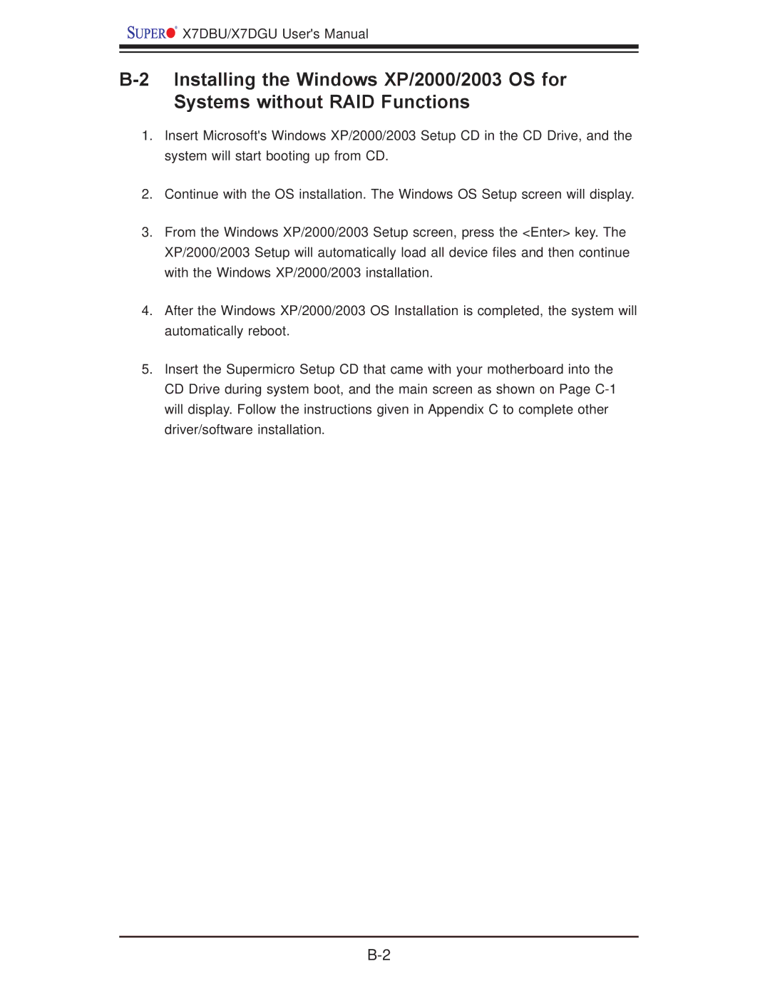 SUPER MICRO Computer X7DGU, X7DBU user manual 